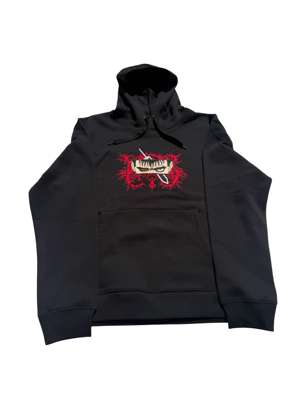 Sweat à capuche Noir unisexe brodé - Guts / Berserk